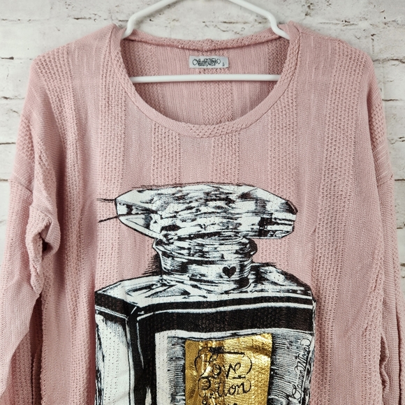 Lauren Moshi Gretta Sweater Dress Tunic Pink Love Potion Fringe Large NWT - Picture 2 of 9